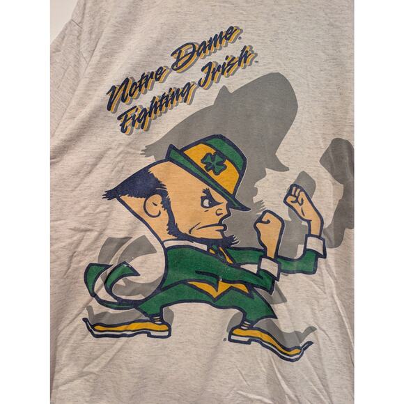 Vintage Notre Dame Fighting Irish Leprechaun Logo Graphic T-Shirt Ringer Tee - Picture 4 of 5